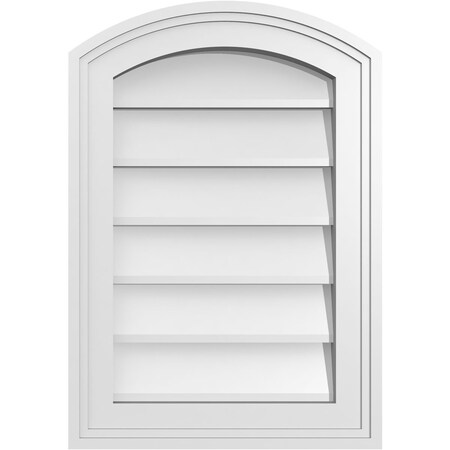 Ekena Millwork Arch Top Surface Mount PVC Gable Vent: Functional, w/ 2"W x 1-1/2"P Brickmould Frame, 14"W x 20"H GVPAR14X2002SF